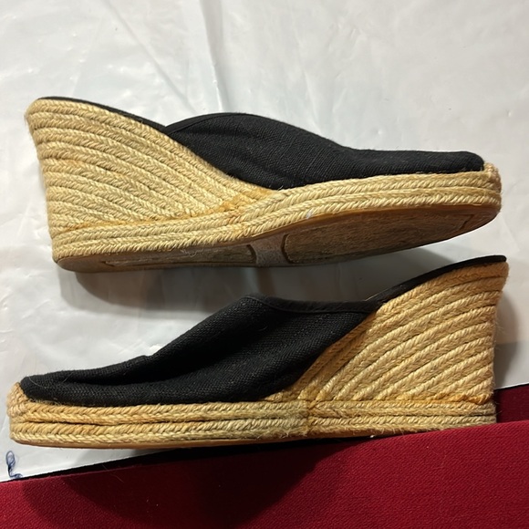 Sunisa BLACK tan Espadrille Wedge Sandals slip on 3.5”heel size 8 festival beach - Picture 10 of 10
